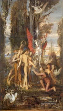 Hesíodo y las Musas Simbolismo mitológico bíblico Gustave Moreau Pinturas al óleo